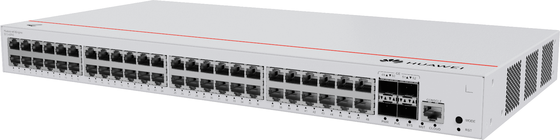 Huawei eKit S310-48P4S Switches, 48x10/100/1000BASE-T Ports(380W PoE+, 4xGE SFP Ports, built-in AC Power Gigabit Managed, 104 Gbps Switch capacity, Layer 3 Access Switch | 98012384 thumbnail 2