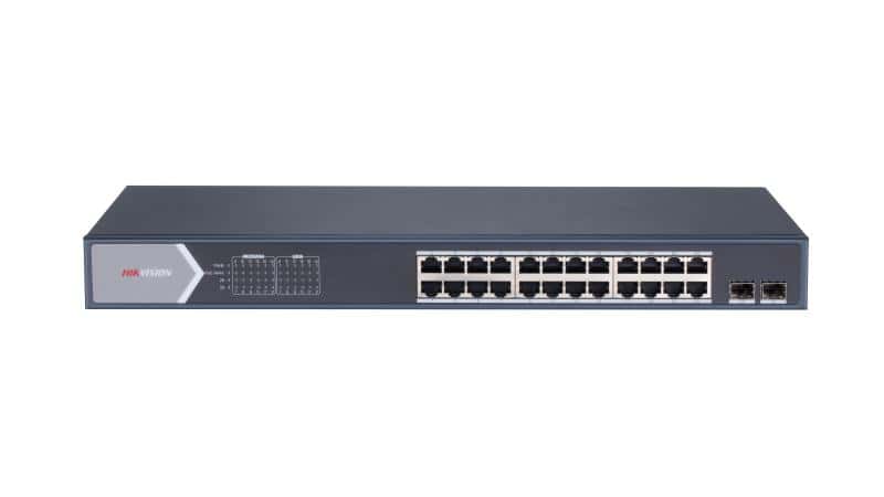 Hikvision DS-3E0526P-E/M 24 Port Gigabit Unmanaged PoE Switch, 24x Gigabit PoE port, 2x Gigabit SFP fiber optical port thumbnail 4