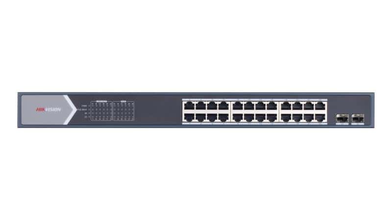 Hikvision DS-3E0526P-E/M 24 Port Gigabit Unmanaged PoE Switch, 24x Gigabit PoE port, 2x Gigabit SFP fiber optical port thumbnail 2