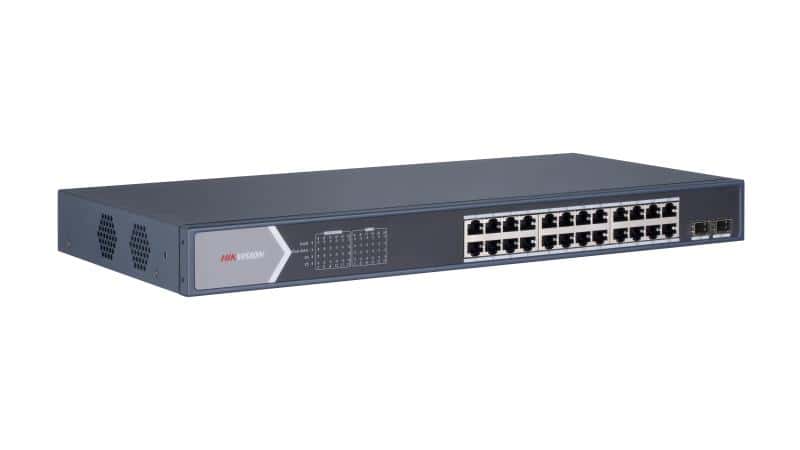 Hikvision DS-3E0526P-E/M 24 Port Gigabit Unmanaged PoE Switch, 24x Gigabit PoE port, 2x Gigabit SFP fiber optical port thumbnail 6