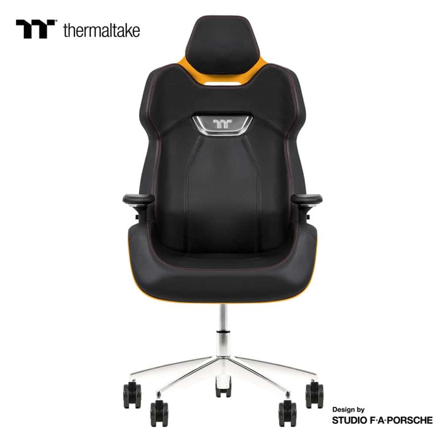 Thermaltake Argent E700 Real Leather Gaming Chair, Design by Studio F. A. Porsche, 4D Adjustable Armrests, Wire-Control Mechanism, 4 Gas Lift-Sanga Yellow thumbnail 1