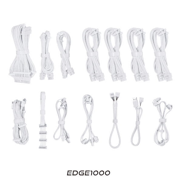 Lian-Li EDGE GOLD Fully Modular Power Supply, 1000W Power, 80 PLUS Gold Efficiency, 120mm FDB Fan Type, Active PFC, ATX 3.1 Form Factor, 2400 RPM Fan Speed, White | EG1000G.WH00 thumbnail 4