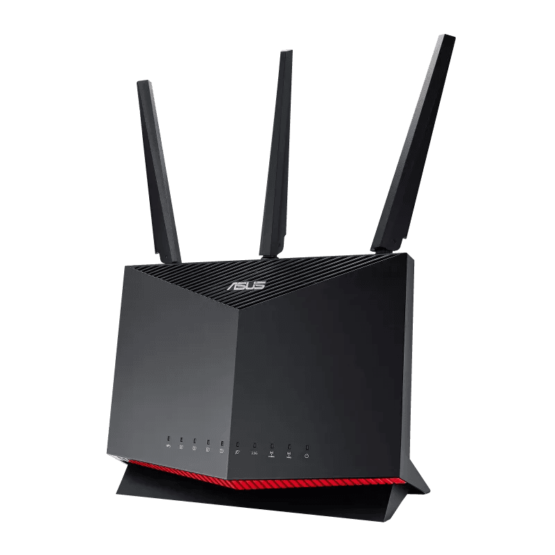 Asus RT-AX86U AX5700 Dual Band WiFi 6 Gaming Router, WiFi 6 802.11ax, 1.8 GHz Quad-Core, 1GB RAM, 2500 sq ft, NVIDIA GeForce, 2.5G Port, Gaming Port, Adaptive QoS - Black I 90IG05F1-MU2G10 thumbnail 3