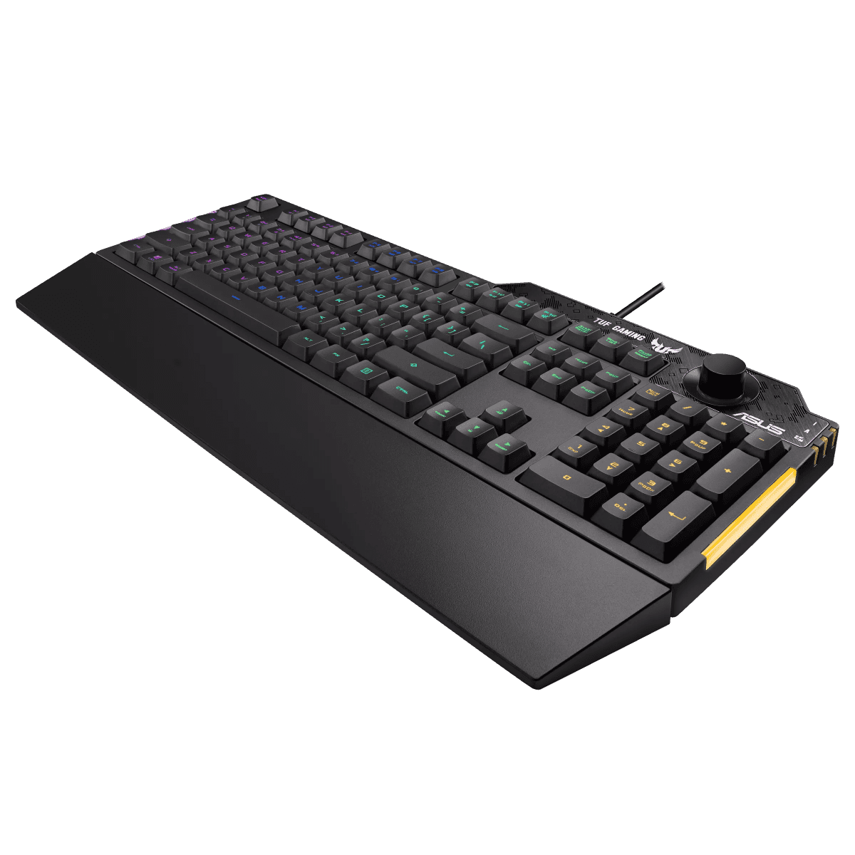 ASUS TUF K1 Membrane Gaming Keyboard for PC, Onboard Memory, Dedicated Volume Knob, Aura Sync RGB & Side Lighting, Detachable Wrist Rest, Spill-Resistant, ENG-ARB Layout, Black | 90MP01X0-BKCA00 thumbnail 4