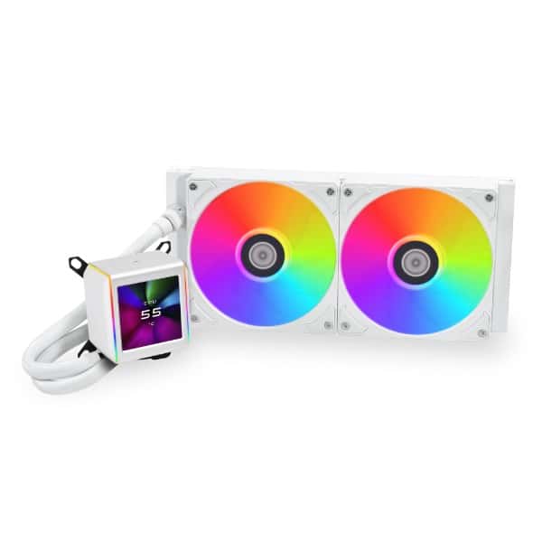 Lian Li Galahad II LCD 360 AIO RGB CPU Liquid Cooler, 2.88??? IPS LCD Screen, Asetek 8th Gen 3600 RPM Pump, 120mm FDB Fans, Up to 2450 RPM Fan Speed, 79.9 CFM Airflow, White | G89.GA2ALCD36W.00 thumbnail 3
