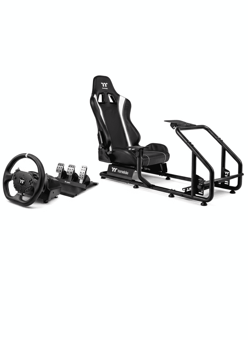 Thermaltake GR300 Professional Racing Simulator Cockpit Bundle | G6 Direct Drive Wheel | Single Monitor Stand | Black Steel thumbnail 3