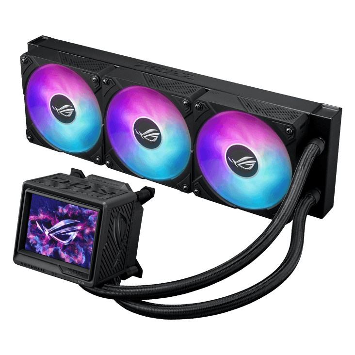 ASUS ROG Ryujin III 360 aRGB Extreme Liquid CPU Cooler, 360mm Radiator, 120mm ROG Magnetic Daisy-Chainable Fan, 89.73 CFM Airflow,  3.5" LCD Display, Black 2800 RPM Speed | 90RC0131-M0EAY0 thumbnail 1