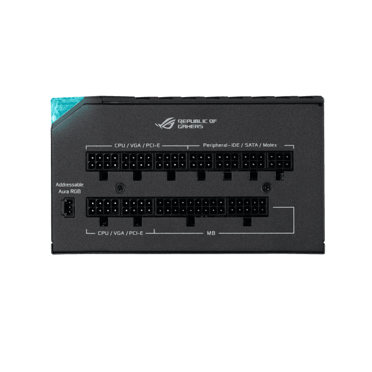 ASUS ROG THOR 850W Platinum II Fully Modular Power Supply, 80 Plus Platinum,135mm Wing-blade Fan with PWM Control, ROG Heatsinks, OLED Display, Aura Sync, Low-ESR Capacitors | 90YE00L2-B0NA00 thumbnail 5