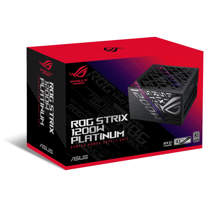 ASUS ROG Strix 1200W Fully Modular Power Supply, 80 PLUS Platinum Efficiency, Active PFC, GaN MOSFET, ATX 3.1 Compatible, Cybernetic Lambda A+, Dual Ball Fan bearings, Black | 90YE00W0-B0NA00 thumbnail 5