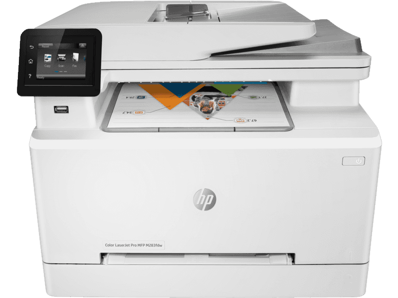 HP M283fdw Color LaserJet Pro Multi-Function Printer, Print, Copy, Scan, Fax, 22 ppm Print Speed, 600 x 600 dpi Resolution, 2.7" Color Touchscreen, 50-Page ADF for Scanning and Copying | 7KW75A thumbnail 1
