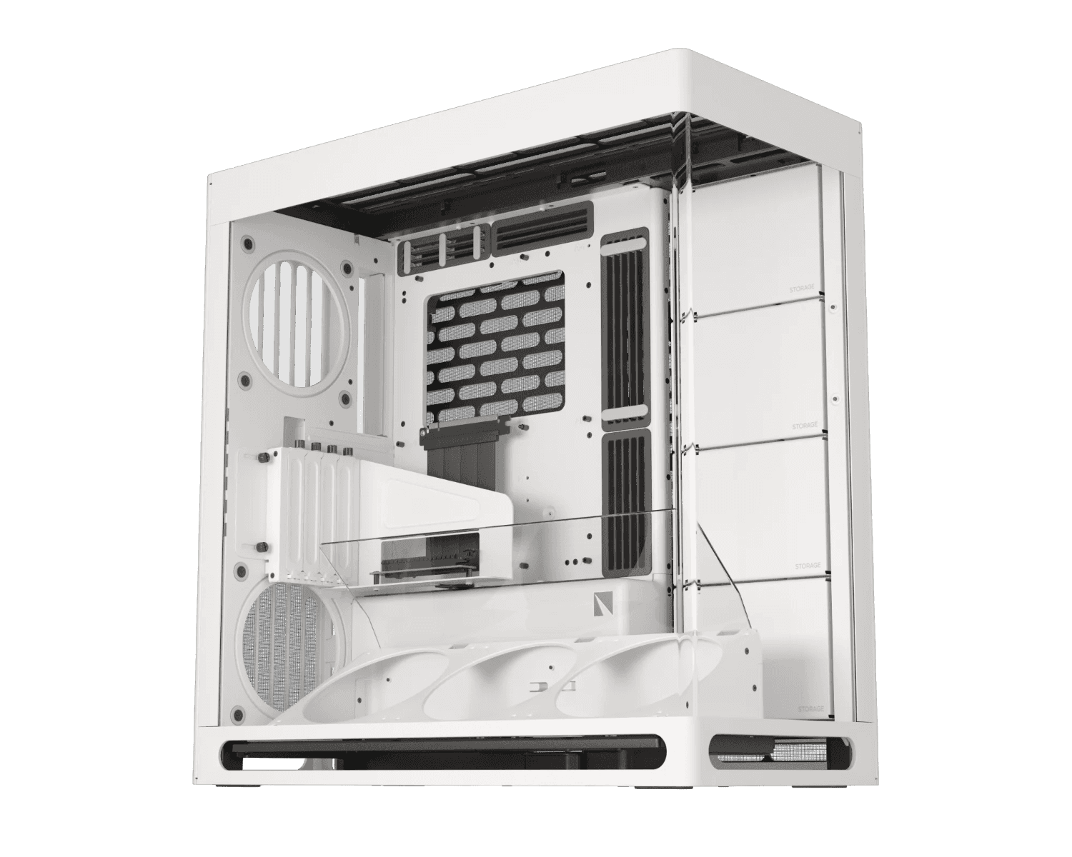 HAVN HS 420 VGPU Mid-tower PC Case, MoBo Upto E-ATX, VGPU Mount Kit with a PCI E 5.0 riser cable, 11x Fan Support, 3-way, White | HVN-CA-HS420-07 thumbnail 1