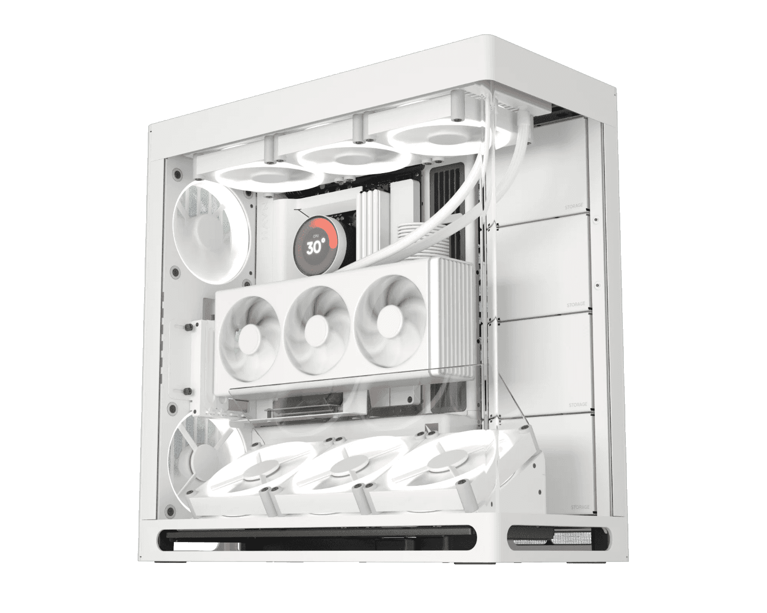 HAVN HS 420 VGPU Mid-tower PC Case, MoBo Upto E-ATX, VGPU Mount Kit with a PCI E 5.0 riser cable, 11x Fan Support, 3-way, White | HVN-CA-HS420-07 thumbnail 2