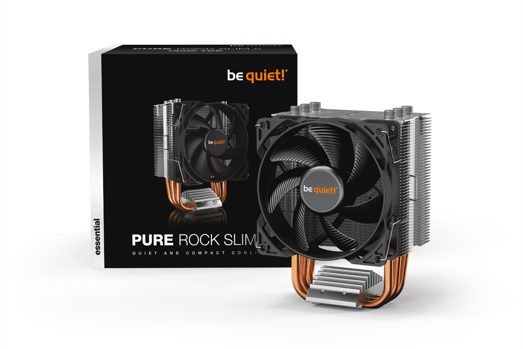 Be Quiet! Pure Rock Slim 2 CPU Cooler, Pure Wings 2 92mm PWM Fan, 2000 RPM Fan Speed, 34.9 CFM Fan Airflow, Aluminum / Copper Base Material, 4-Pole Fan Motor Technology, Black | BK030 thumbnail 2