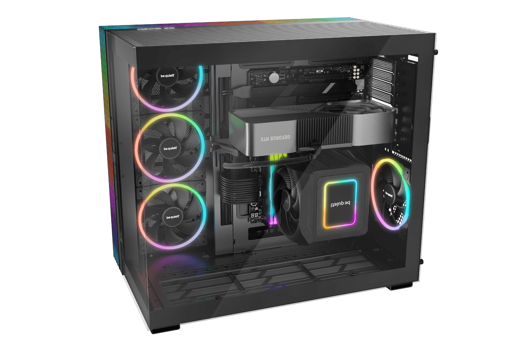 Be Quiet! Light Base 900 FX E-ATX Full Tower Computer Case, 4x Light Wings 140mm Pre-Installed Fan, Up to 420mm Radiator & 10x Fan Max Support, Fully Windowed Front & Side Panel, Black | BGW71 thumbnail 9