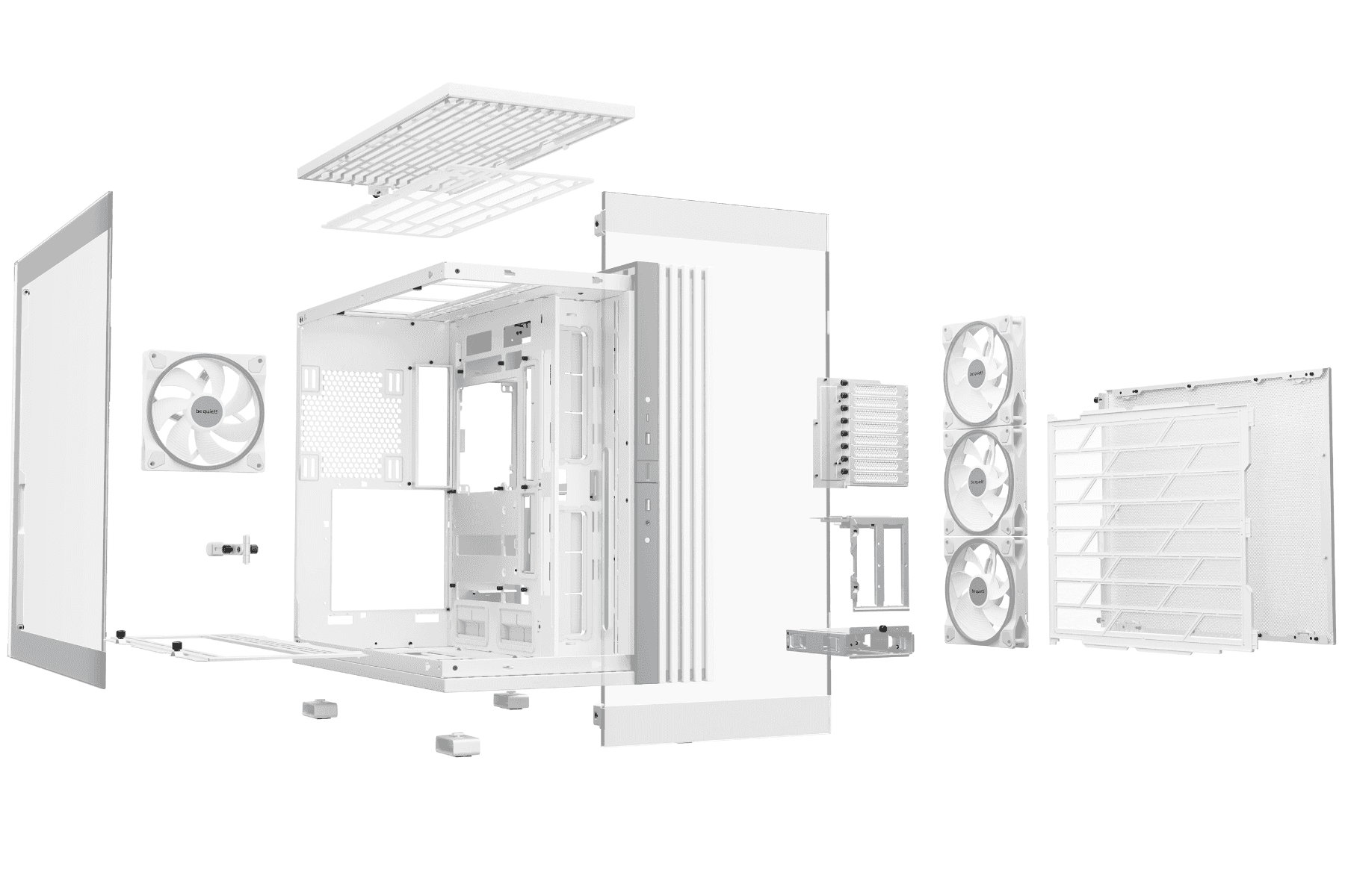 Be Quiet! Light Base 900 FX White PC Case, Stunning Panoramic View, Show Case, Dual Chamber Design, Solid ARGB LED Strip, 4 Light Wings PWM White Fan, Inverted and Horizontal |BGW72 thumbnail 6