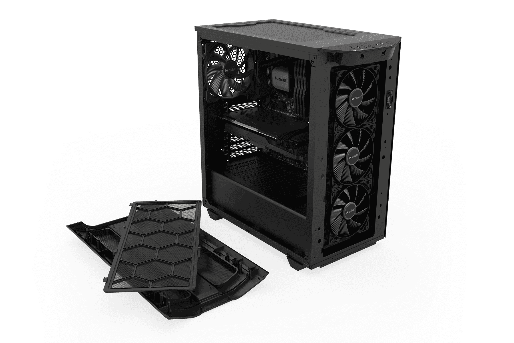 be quiet! Pure Base 500DX ATX Mid Tower PC Case, Tempered Glass Window, High Airflow, ARGB LEDs , 3 Pre-Installed Pure Wings 2 Fans, Up to 360mm Radaitor Support, USB 3.2 Gen. 2 Type C, Black | BGW37 thumbnail 2