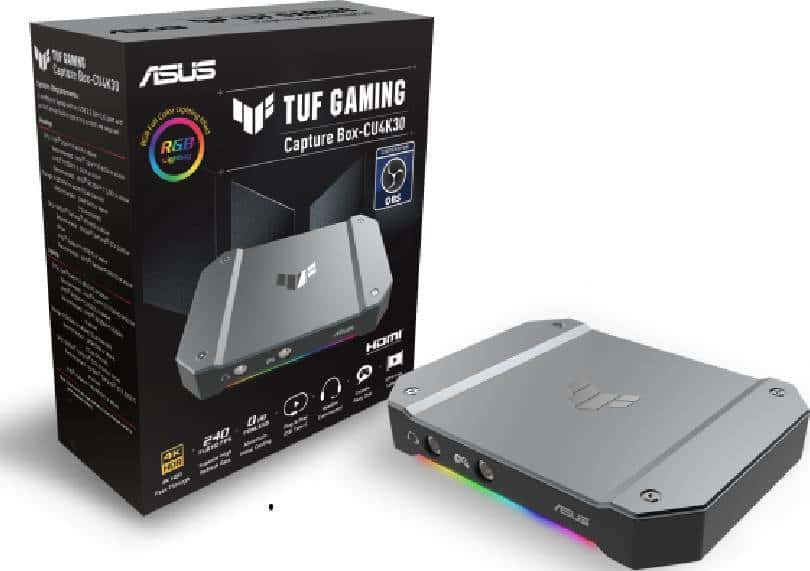 Asus Tuf Gaming CU4k30 Capture Box, 4K 60Hz HDR, USB 3.2 Gen1x1 Type-C, HDMI 2.0 Video / Audio Input, LED RGB Lighting Effect | 90YM00H0-B0EA00 thumbnail 1