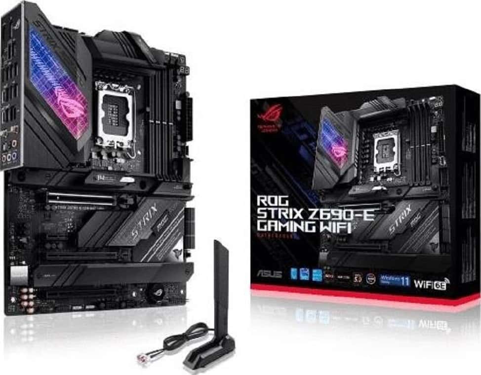 Asus Rog Strix Z690-E Gaming WiFi Intel LGA 1700 ATX Motherboard, 18+1 Power Stages, DDR5, PCIe 5.0, M.2 Combo-Sink, WiFi 6E, 2.5 GB Ethernet, Five M.2, Aura Sync | 90MB18J0-M0EAY0 thumbnail 1
