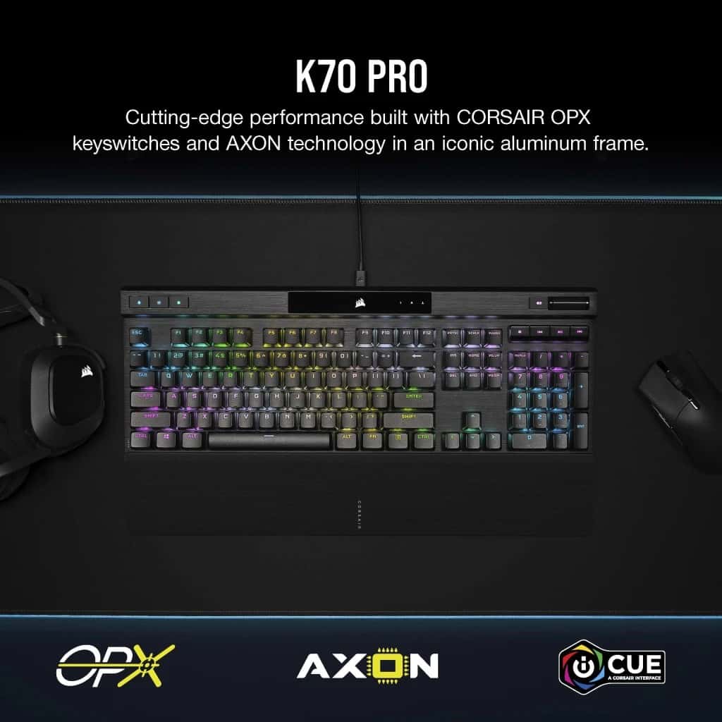 Corsair K70 RGB Pro Mechanical Wired Keyboard, Cherry MX Red Switch, 104 Keys Matrix, Up to 8000Hz with Axon, PBT Double Shot Keycaps, Soft Touch Palm Rest, English Layout, Black | CH-9109410-NA thumbnail 5