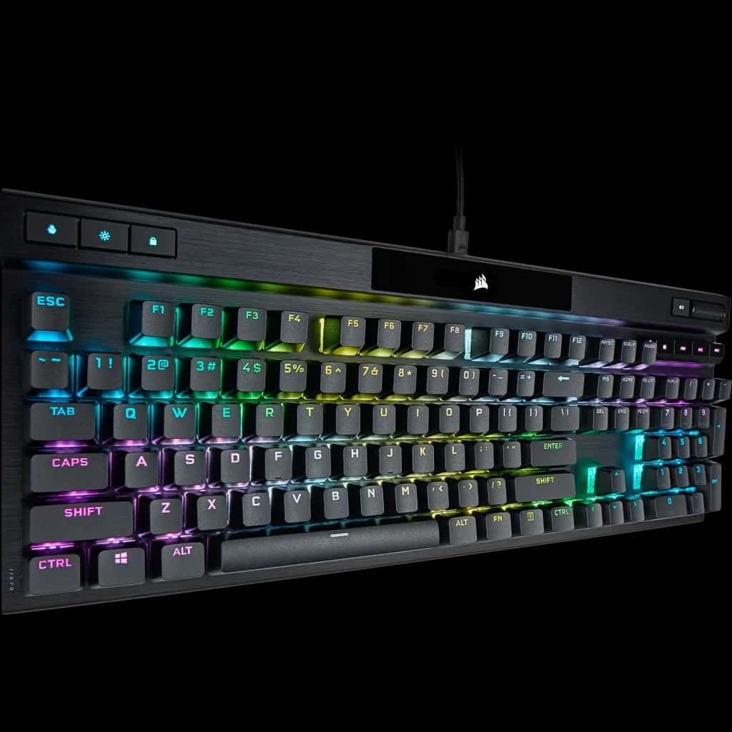 Corsair K70 RGB Pro Mechanical Wired Keyboard, Cherry MX Red Switch, 104 Keys Matrix, Up to 8000Hz with Axon, PBT Double Shot Keycaps, Soft Touch Palm Rest, English Layout, Black | CH-9109410-NA thumbnail 4