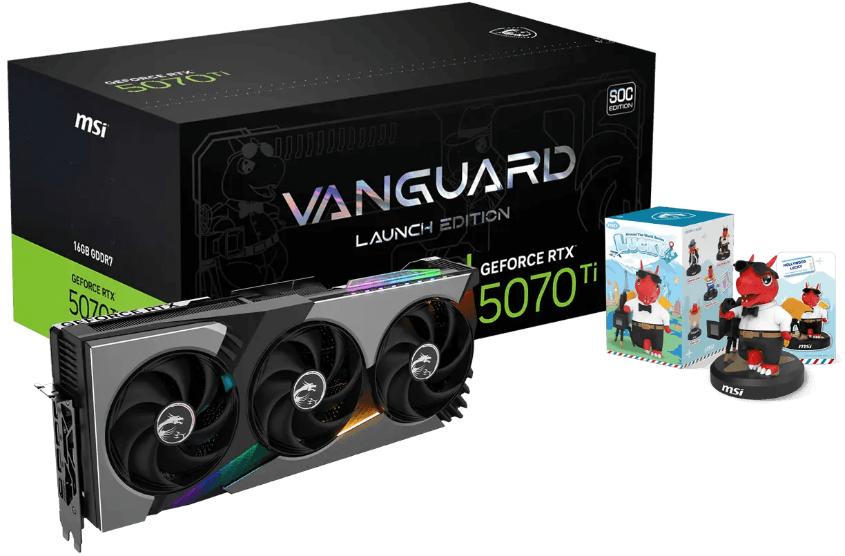 MSI NVIDIA GeForce RTX 5070 Ti 16G VANGUARD SOC LAUNCH EDITION Graphic card, 16GB GDDR7 256-bit, 8960 CUDA CORES Units, 2588 MHz Max Boost, Black | 912-V531-068  thumbnail 4
