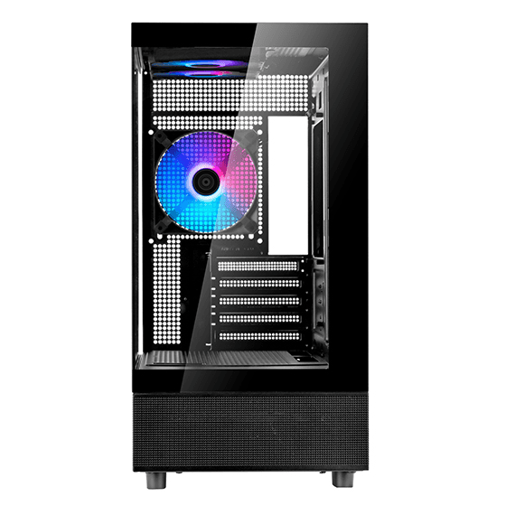 Silverstone Lucid 04 Panoramic Micro-ATX CASE, 270?? Panoramic Tempered Glass View, Motherboard Supports Micro-ATX, 280mm Radiator Compatibility, Top I/O includes 1 x USB Type-C, 2 x USB 3.0, 1 x Audio, 1 x Mic, Black | SST-LD04-B-ARGB thumbnail 5