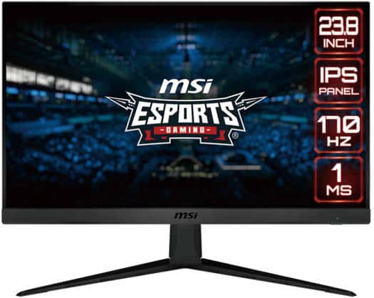 MSI G2412 Flat Gaming Monitor, 24" FHD 1920x1080 IPS Display, 170Hz Refresh Rate, 1ms (MPRT) Response Time, 16.7M Colors, FreeSync Premium, 2x HDMI, 1x DP | 9S6-3BA41T-097 thumbnail 1