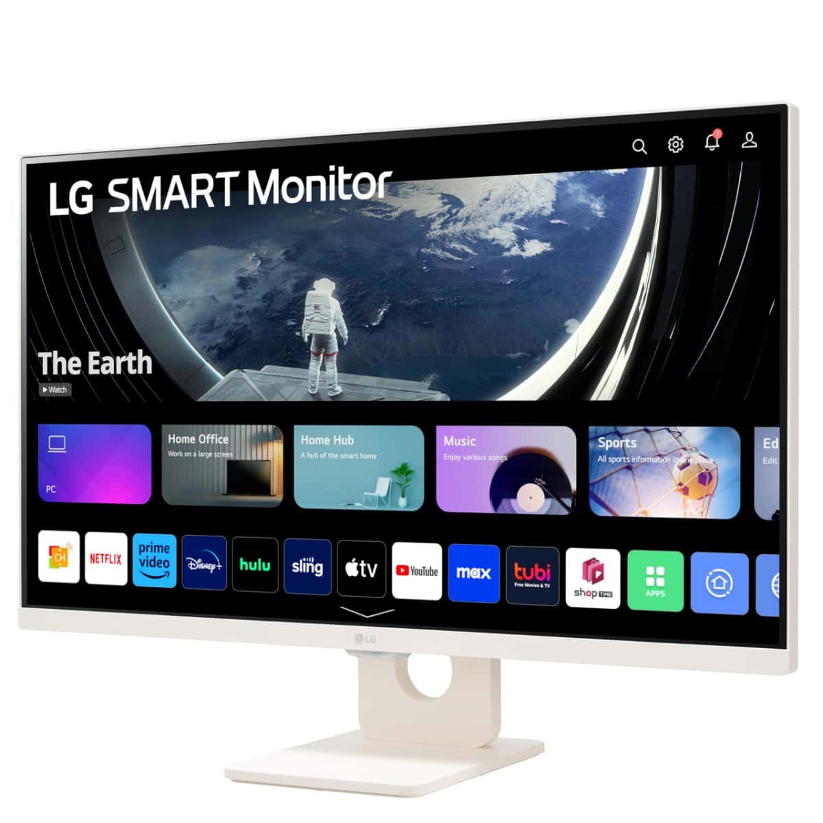 LG 27SR50F 27" Smart FHD IPS Monitor with webOS 23, HDR10, Screen Share, Wi-Fi / Bluetooth, 5Wx2 Stereo Speaker, Tilt Stand, Apple AirPlay 2 & HomeKit Compatibility, HDMI/USB Type-A, White thumbnail 2