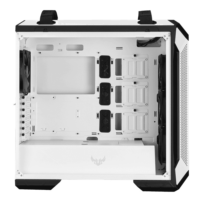 ASUS TUF Gaming GT501 White Edition case supports up to EATX with metal front panel, tempered-glass side panel, 120 mm RGB fan, 140 mm PWM fan, radiator space reserved, and USB 3.1 Gen 1, thumbnail 2