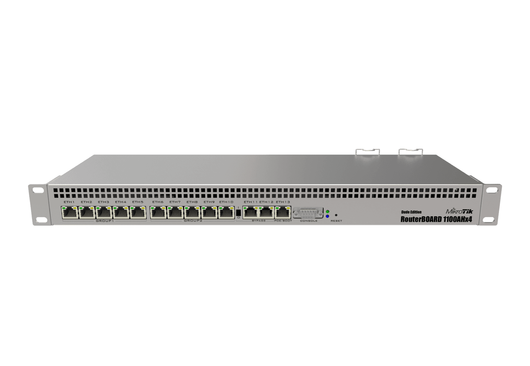 MikroTik RB1100AHx4 Routerboard Dude Edition, Ethernet Port Router, Powerful 1U rackmount router with 13x Gigabit Ethernet ports, 60GB M.2 drive for Dude database | RB1100DX4 thumbnail 2