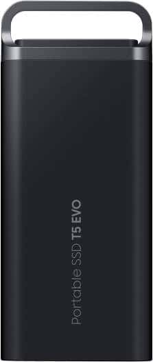 Samsung T5 EVO 8TB USB 3.2 Gen 1 Portable External SSD, Up to 460 MB/s Data Transfer Rate, Rubber Skin Design, AES 256-Bit Hardware Encryption, Integrated Hook - Black | MU-PH8T0S/WW thumbnail 2