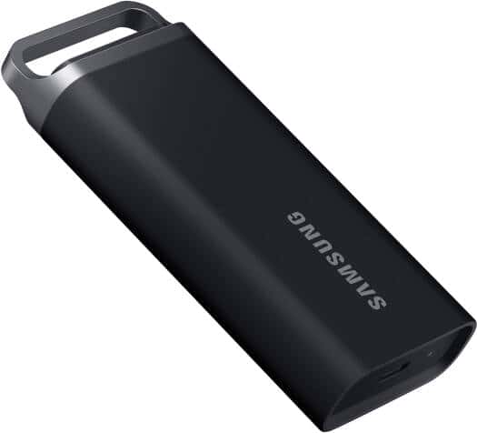Samsung T5 EVO 8TB USB 3.2 Gen 1 Portable External SSD, Up to 460 MB/s Data Transfer Rate, Rubber Skin Design, AES 256-Bit Hardware Encryption, Integrated Hook - Black | MU-PH8T0S/WW thumbnail 6
