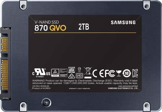 SAMSUNG 870 QVO Series 2TB SATA 2.5" Internal SSD, Up to 560 MB/s Read & 530 MB/s Write Speeds, AES 256-bit Full Disk Encryption, V-NAND 4bit MLC, 1.5 M MTBF, S.M.A.R.T Supported | MZ-77Q2T0BW thumbnail 3