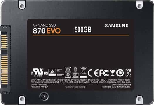 Samsung 500GB 870 EVO SATA III 2.5" Internal SSD, Up to 560 MB/s Seq Read & 530 MB/s Seq Write Speed, V-NAND Technology, 512MB LPDDR4 Cache, MKX Controller, 1.5M Hrs. MTBF, Black | MZ-77E500BW thumbnail 4