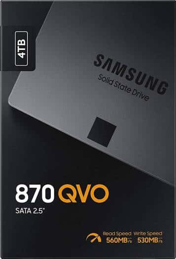 SAMSUNG 870 QVO Series 4TB SATA 2.5" Internal SSD, Up to 560 MB/s Read & 530 MB/s Write Speeds, V-NAND 4bit MLC, 1.5 M MTBF, S.M.A.R.T Supported, 1.5 Million Hours Reliability (MTBF) | MZ-77Q4T0BW thumbnail 6