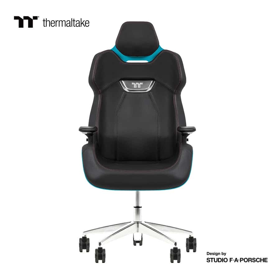 Thermaltake Argent E700 Real Leather Gaming Chair, Design by Studio F. A. Porsche, 4D Adjustable Armrests, Wire-Control Mechanism, 4 Gas Lift-Ocean Blue thumbnail 3