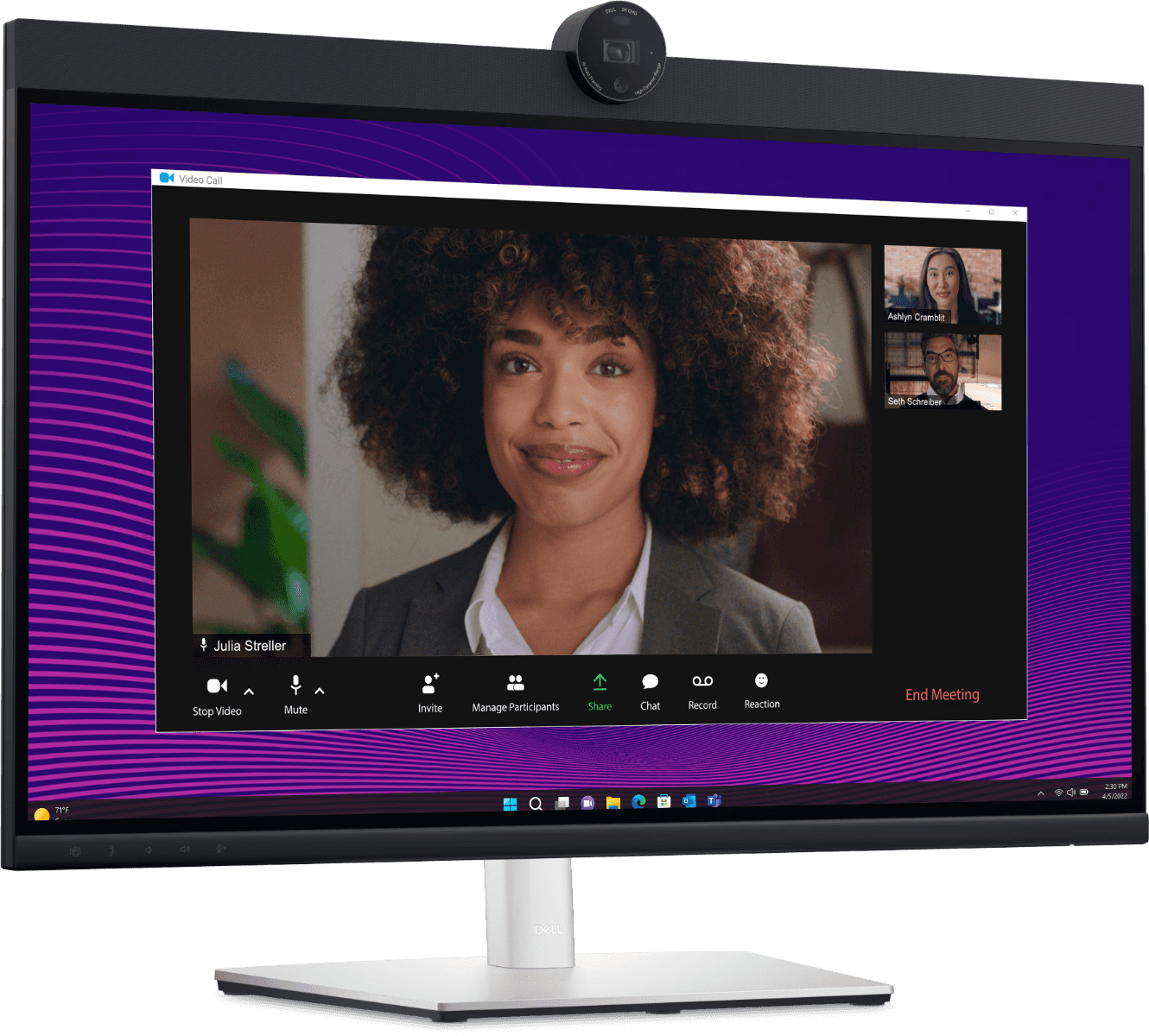 Dell P2724DEB Video Conferencing Monitor, 27" QHD (2560 x 1440) IPS Display, 60Hz, 5ms (Fast GtG), Built-In Camera, Microphone, & Speaker, 16.7M Color Display, Black/White | P2724DEB +Dell 27 P27 Video Conference Monitor thumbnail 3