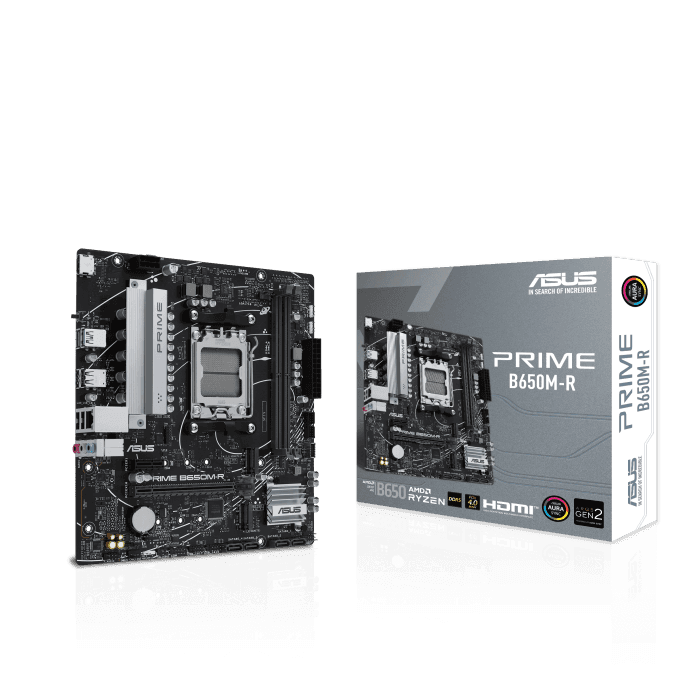 ASUS PRIME B650M-R AMD B650 Micro-ATX motherboard, DDR5, PCIe 4.0 support, Realtek 2.5Gb Ethernet, HDMI, SATA 6 Gbps, front USB 5Gbps Type-C, BIOS FlashBack, Two-Way AI Noise Cancelation, Aura Sync | 90MB1H30-M0EAY0 thumbnail 3