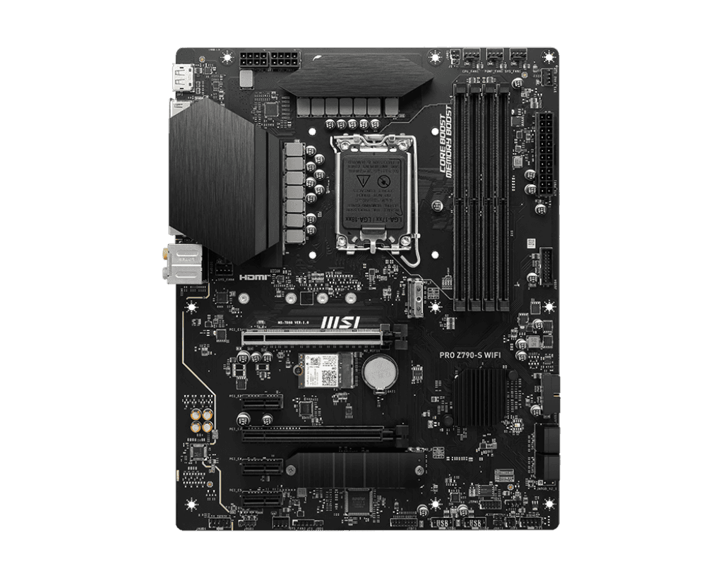 MSI Pro Z790-S WIFI 6E LGA 1700 ATX Intel Motherboard, Intel Z790 Chipset, 4x DDR5 Slot, 192GB Max Memory, 2x M.2 Storage, 4x SATA 6G, 2x PCI-E x16 Slot, HDMI / DP | 911-7D88-001 thumbnail 2