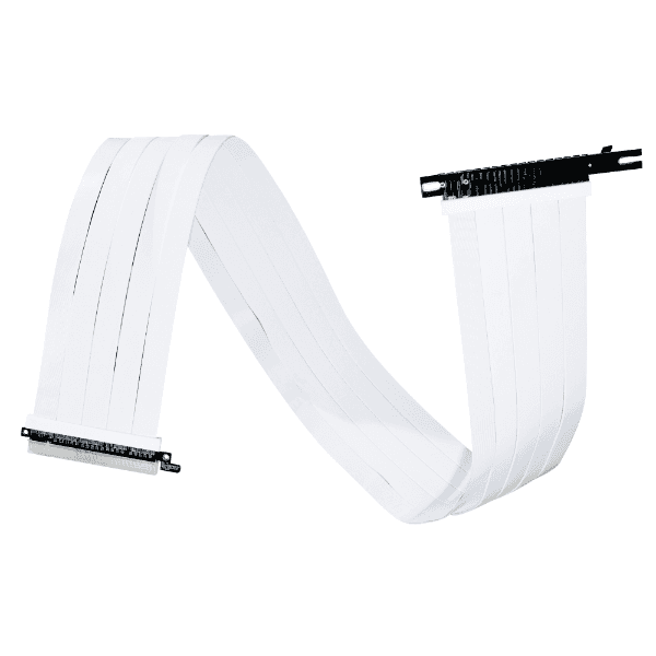 Lian Li Premium PCI-E 16X 4.0 Black Extender Riser Cable, Support Transfer Rates of 16GT/s Bit Rate, Double The Bandwidth of PCIe 3.0, 900mm Cable Length, White | G89.PW-PCIV-4-90W thumbnail 1