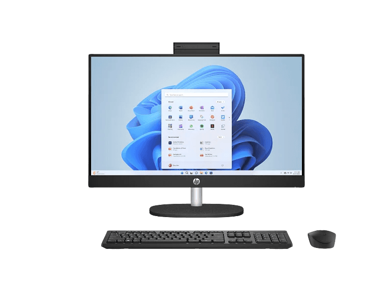 HP 23.8 inch All-in-One 24-cr0126nh PC, Intel Core i7-1355U (up to 5.0 GHz), Intel Iris X Graphics, 8 GB DDR4-3200 MT/s, 512 GB PCIe NVMe, FreeDOS, Jet black | 91H33EA#BH5 thumbnail 1