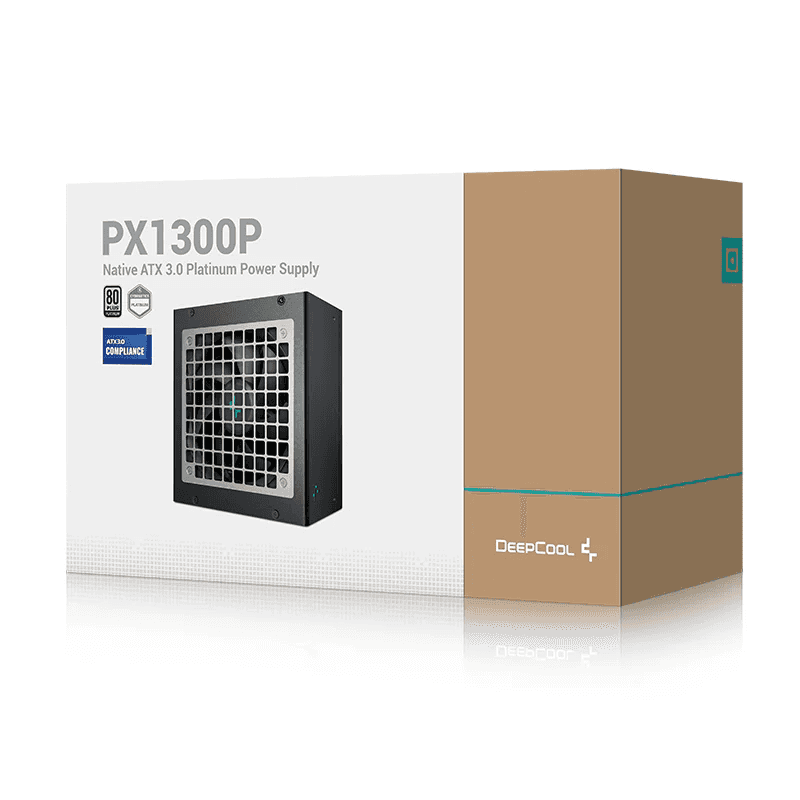 DeepCool PX1300P Fully Modular ATX Power Supply, 1300W Power, 80+ Platinum Efficiency,  120mm Fan, Full Japan Electrolytic Capacitors, Dedicated 12VHPWR, Fluid Dynamic Bearing, Black | R-PXD00P-FC0B-UK thumbnail 1