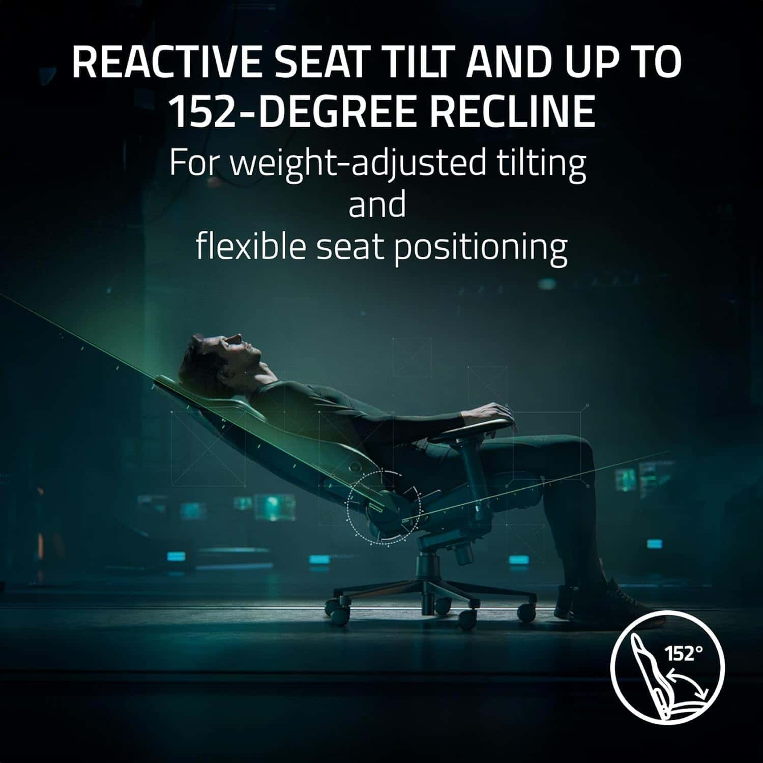 Razer Iskur V2 Gaming Chair, Adaptive Lumbar Support, Adjustable Lumbar Curve, High Density Foam Cushions, Reactive Seat Tilt &152-degree Recline, 4D Armrests, Synthetic Leather - Black | RZ38-04900200-R3G1 thumbnail 6