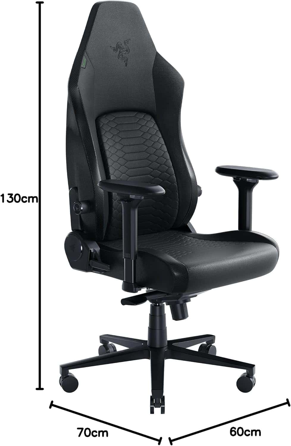 Razer Iskur V2 Gaming Chair, Adaptive Lumbar Support, Adjustable Lumbar Curve, High Density Foam Cushions, Reactive Seat Tilt &152-degree Recline, 4D Armrests, Synthetic Leather - Black | RZ38-04900200-R3G1 thumbnail 2