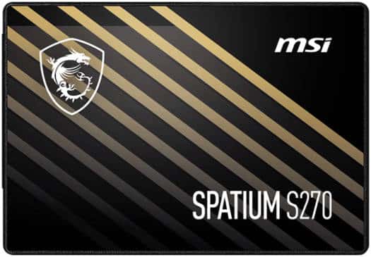 MSI Spatium S270 SATA III 2.5" Internal SSD, 240GB Capacity, Up to 500 MB/s Sequential Read & 400 Sequential Write Speed, Phison S11 Controller, 3D NAND Technology, 110TBW, Black | S78-440N070-P83 thumbnail 3