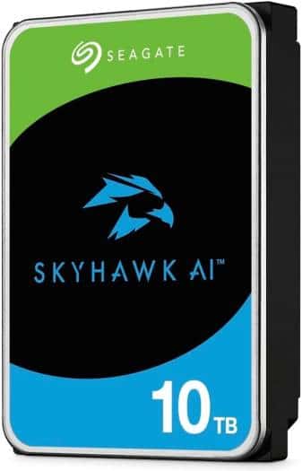 Seagate 10TB SkyHawk AI 7200 Rpm 3.5" Internal Surveillance HDD (Retail), SATA III 6 Gb/s Interface, 256MB Cache Memory, 245 MB/s Max Sustained Transfer Rate, 2 Million Hours MTBF | ST10000VE001 thumbnail 2