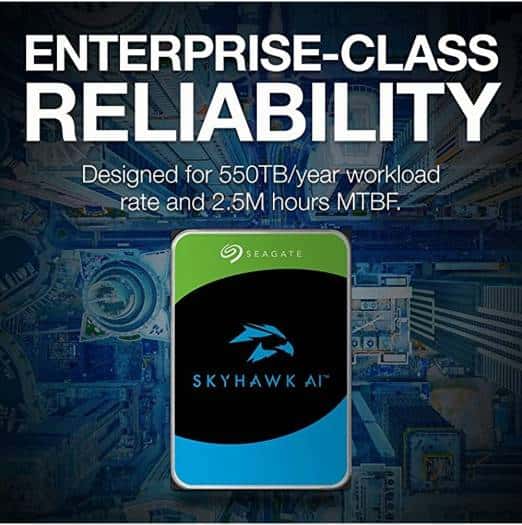 Seagate 10TB SkyHawk AI 7200 Rpm 3.5" Internal Surveillance HDD (Retail), SATA III 6 Gb/s Interface, 256MB Cache Memory, 245 MB/s Max Sustained Transfer Rate, 2 Million Hours MTBF | ST10000VE001 thumbnail 4