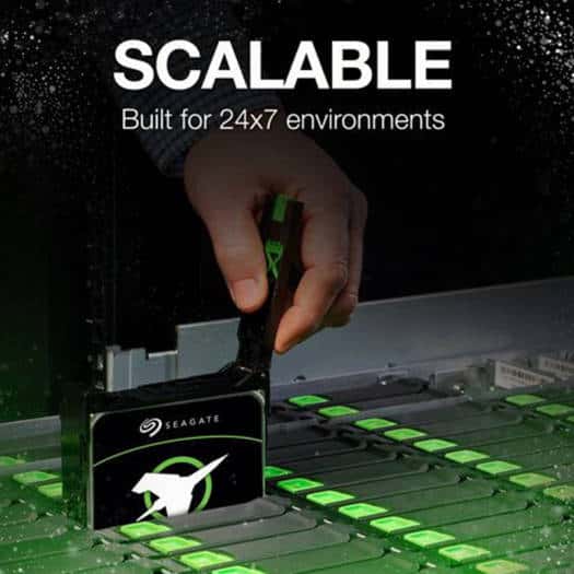 Seagate Exos X18 16TB 512e SATA III 3.5" Internal HDD, 6 Gb/s Interface, 512e Sector Size, 7200 rpm Speed, 256MB Cache, Data Transfer Speeds up to 261 MB/s, 2,500000 Hours MTBF | ST16000NM000J thumbnail 2