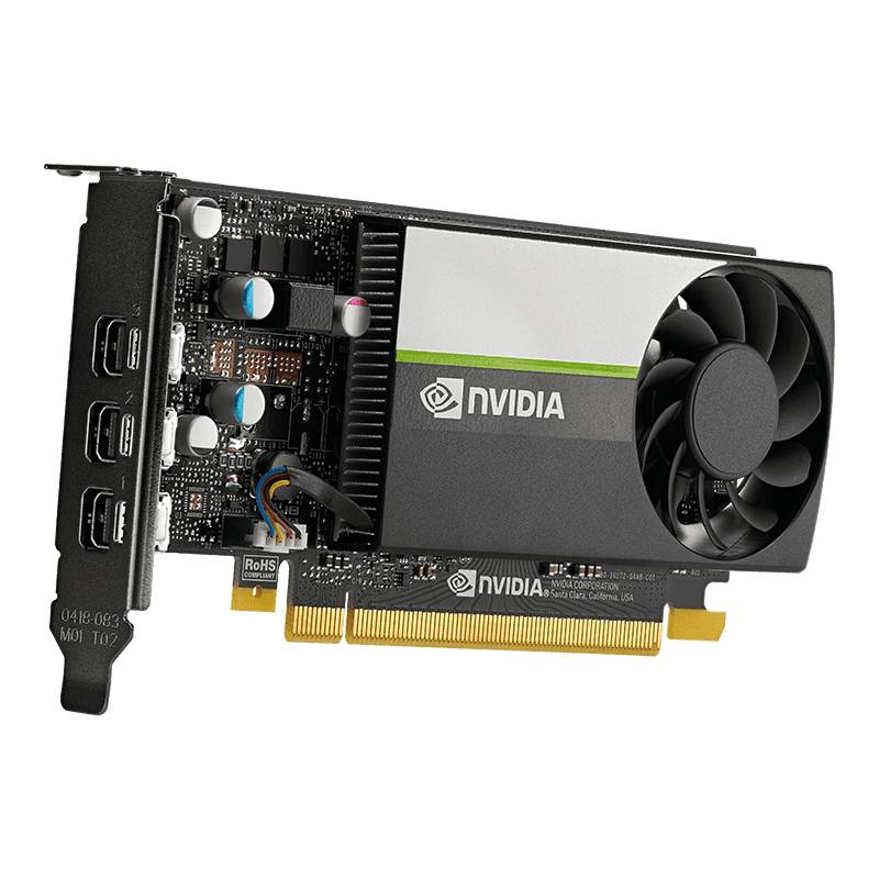 PNY NVIDIA T400 Low-Profile Graphics Card, 4GB of GDDR6 64-bit Memory, 80 GB/s Memory Bandwidth, 384 CUDA Cores, PCIe 3.0 x16, NVIDIA Turing Architecture, 3 x Mini DisplayPort | VCNT400-4GB-SB thumbnail 2