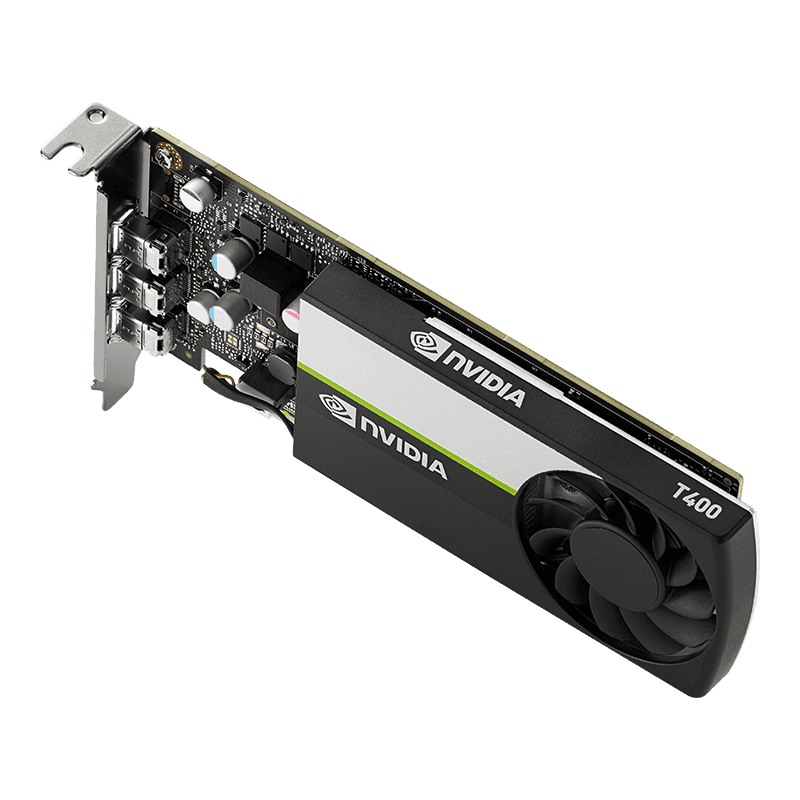 PNY NVIDIA T400 Low-Profile Graphics Card, 4GB of GDDR6 64-bit Memory, 80 GB/s Memory Bandwidth, 384 CUDA Cores, PCIe 3.0 x16, NVIDIA Turing Architecture, 3 x Mini DisplayPort | VCNT400-4GB-SB thumbnail 4